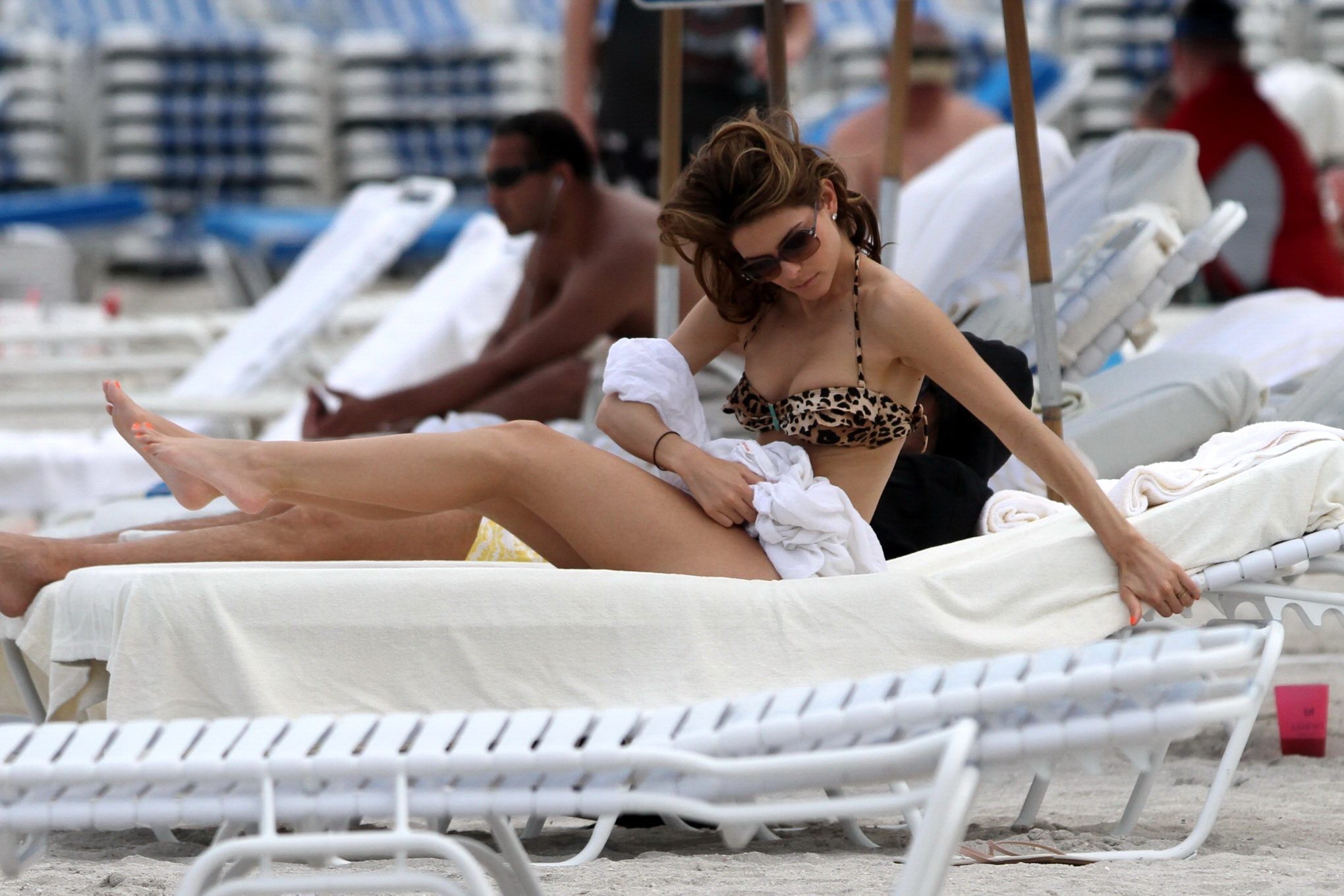 Maria Menounos wearing leopard print bikini on Miami Beach #75306175