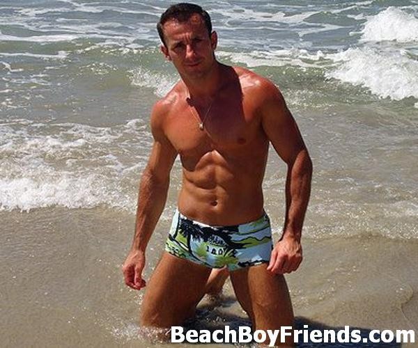Young guys with hot bodies teasing well on the beach for fun #76946060