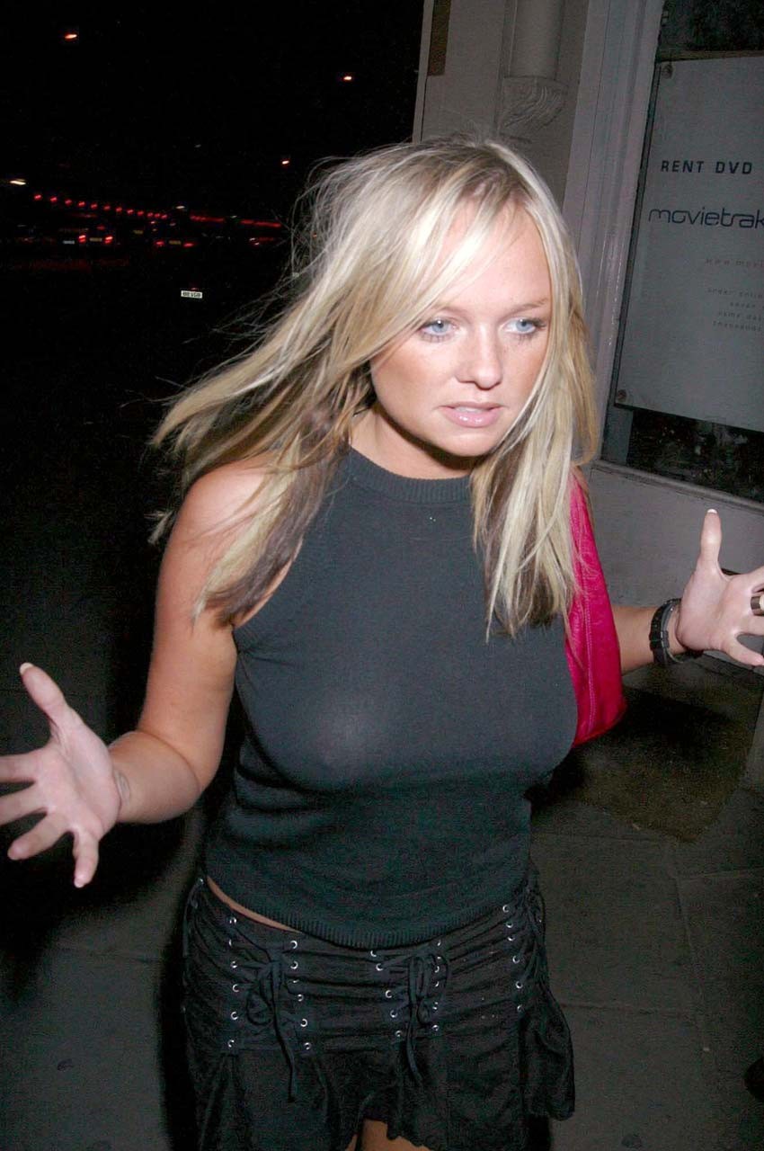 Emma Bunton flashing panties upskirt and nipple slip paparazzi shoots #75322526