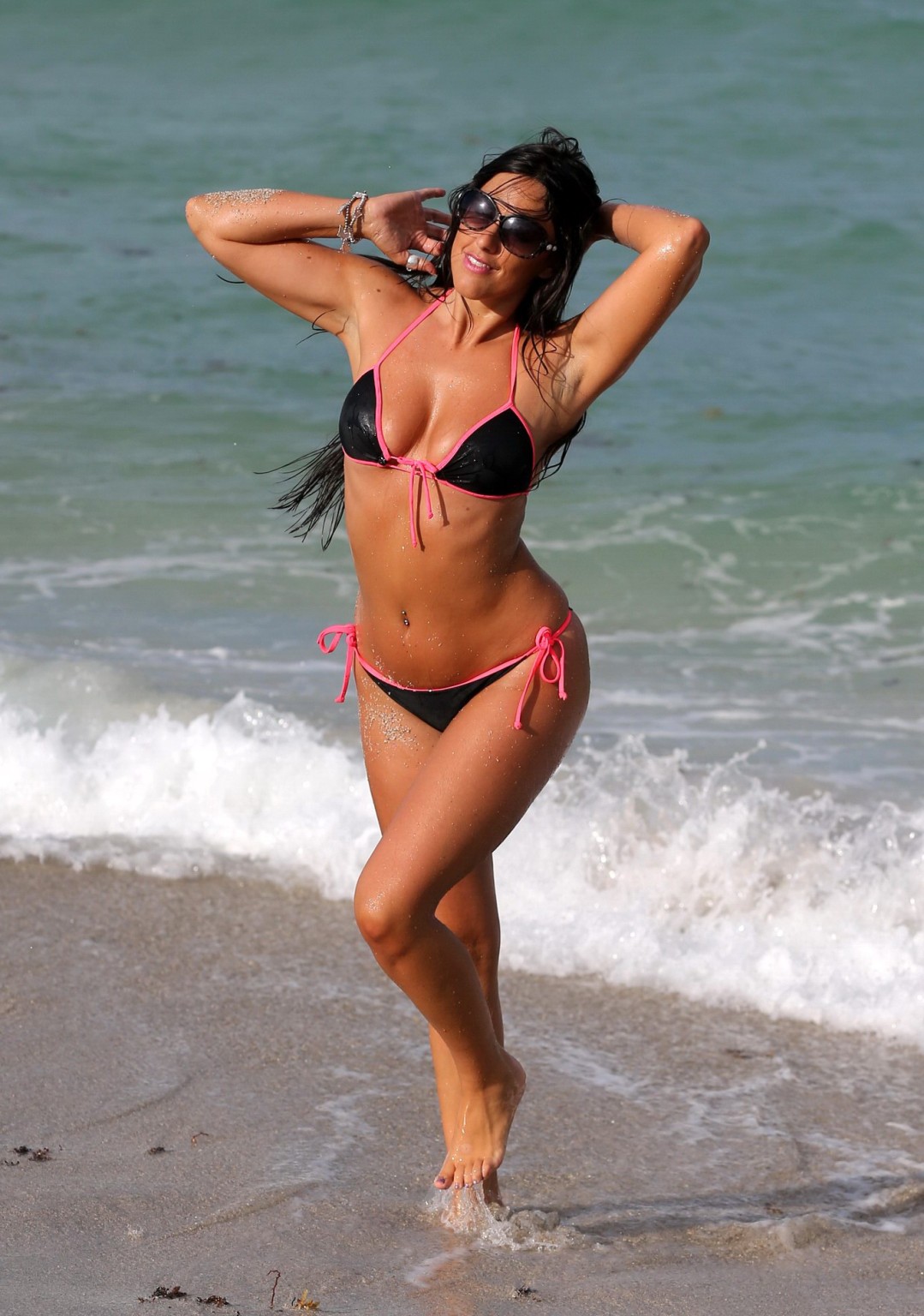 Claudia Romani topless but hiding her boobs on a nude beach in Miami #75163484