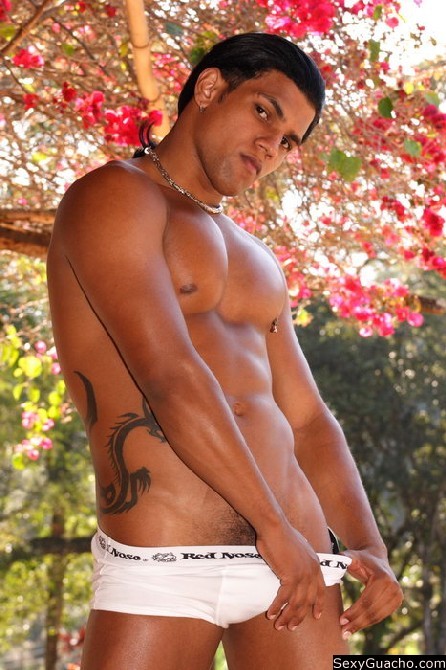Tattooed and tanned Latino dude naked and looking really super fine #76898176