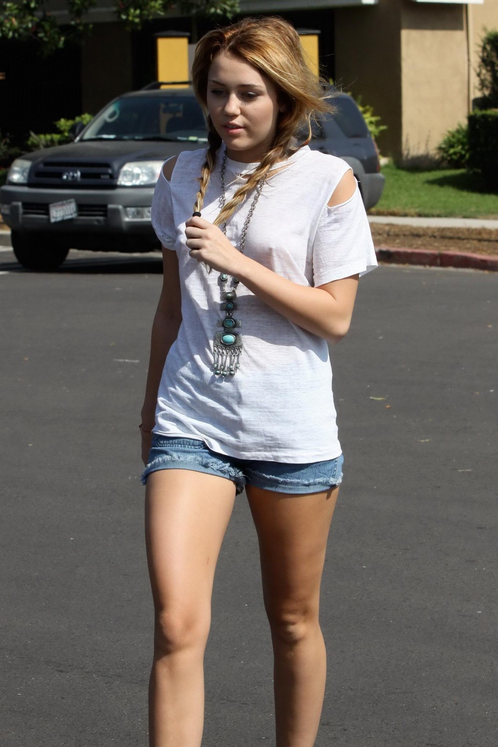 Miley Cyrus braless wearing see through T-shirt outside Patty's Rest in Toluca L #75279416