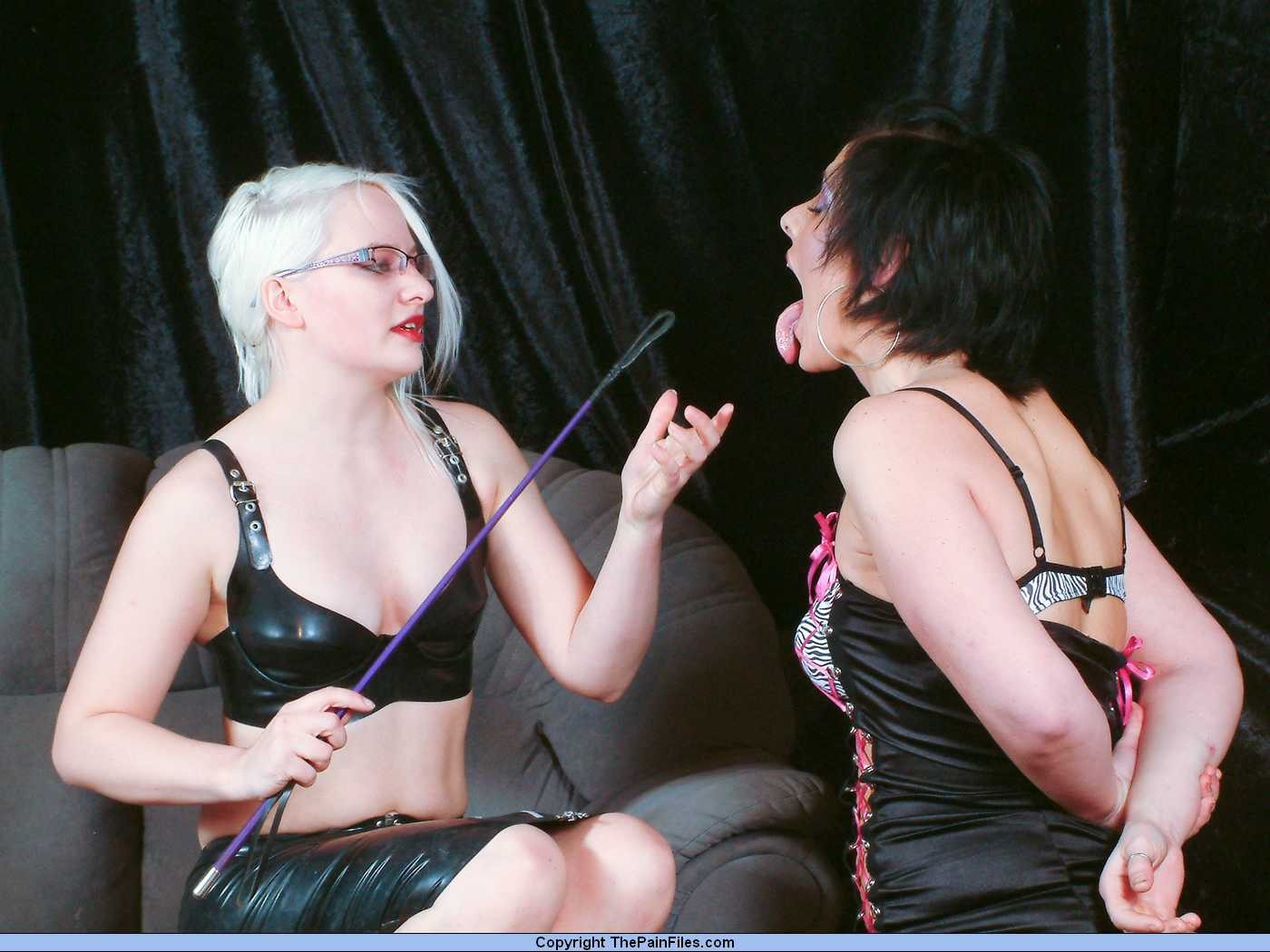 Extreme lesbian fetish and spanking of ballgagged kinky slave Crystel Lei by her #72140842