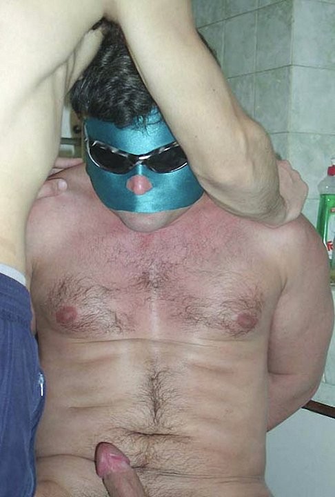 A college twink and a stout masked bound man peeing and riding #76912305