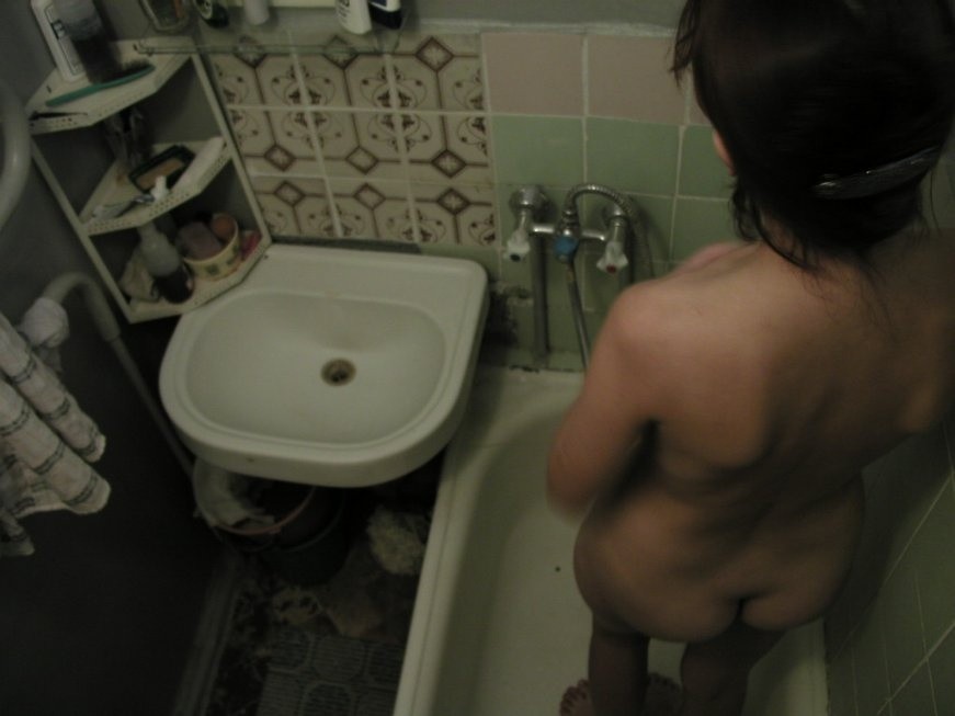 Ceiling voyeur hidden cam catches brunette babe in the shower #71653514