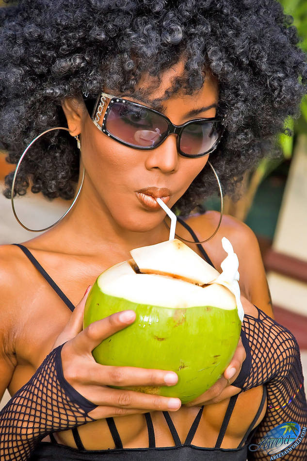 Areeya drinking coconut milk #79303453