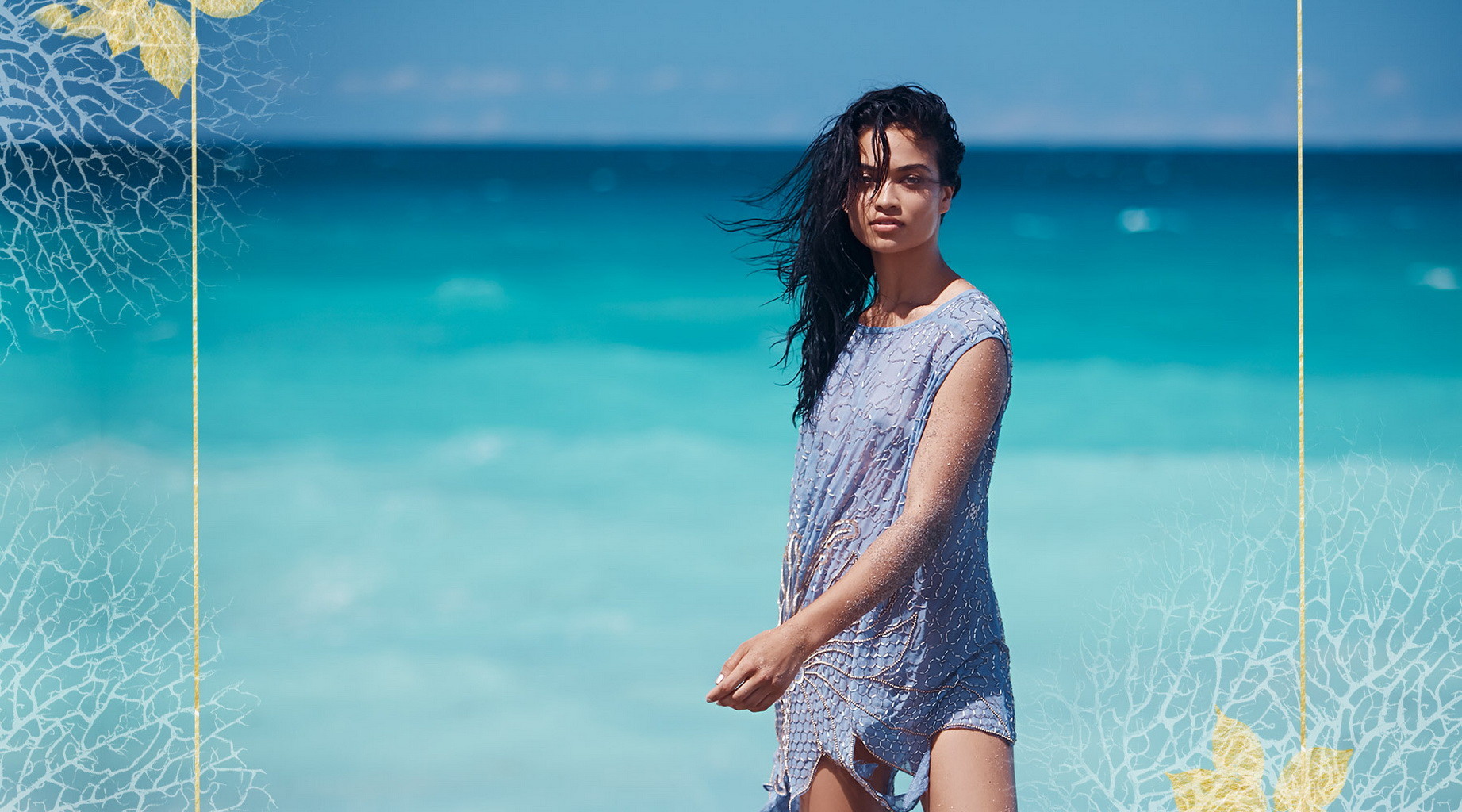 Shanina shaik posando en una colección de ropa de playa muy sexy
 #75160251