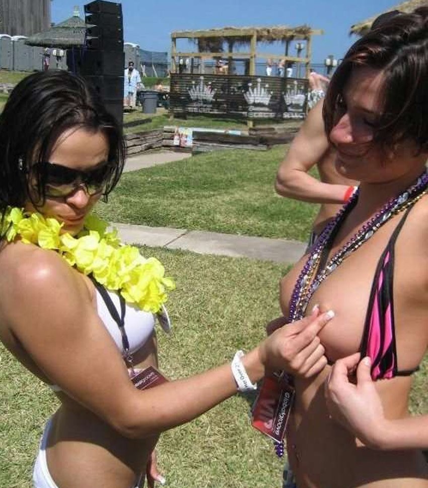 Hot Drunk College Girls Flashing Perky Tits In Public #76400209