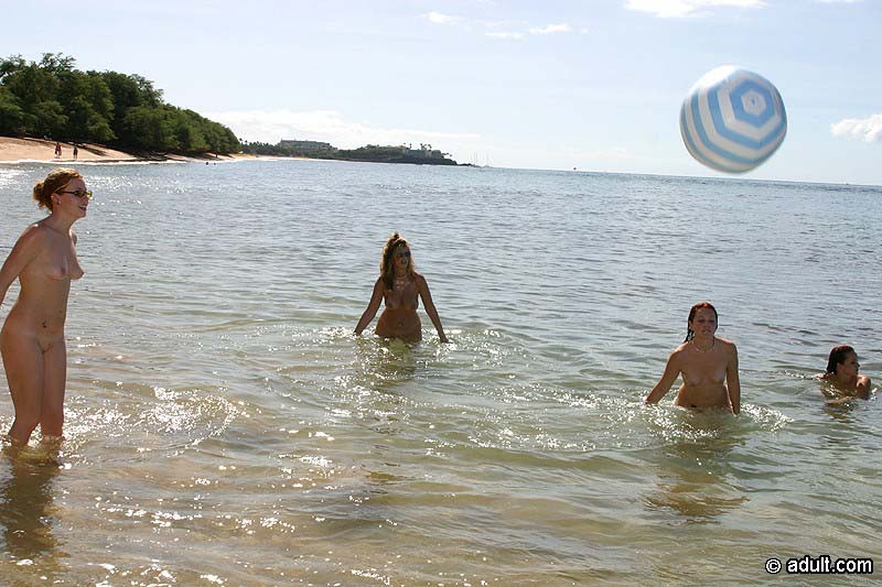 Horny bikini lesbians fooling around in nude on a tropical beach #72310085