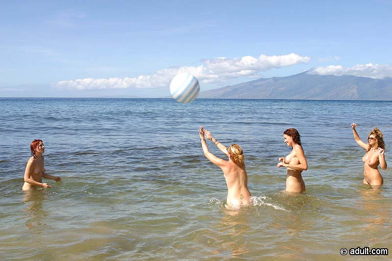 Horny bikini lesbians fooling around in nude on a tropical beach #72310099