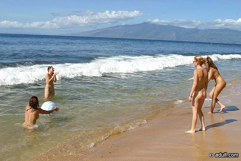 Horny bikini lesbians fooling around in nude on a tropical beach #72310111