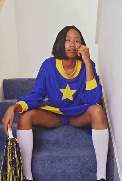 Jupe sous robe bleue de cheerleader jeune ébène
 #75476072