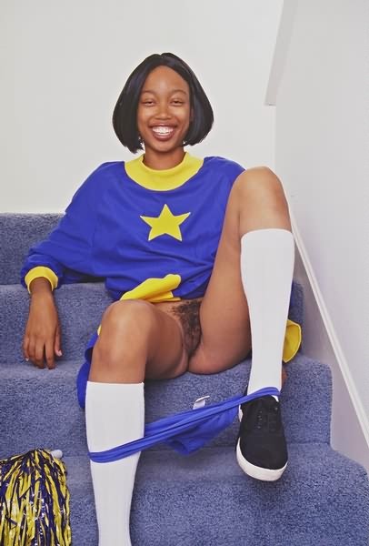 Jupe sous robe bleue de cheerleader jeune ébène
 #75476119