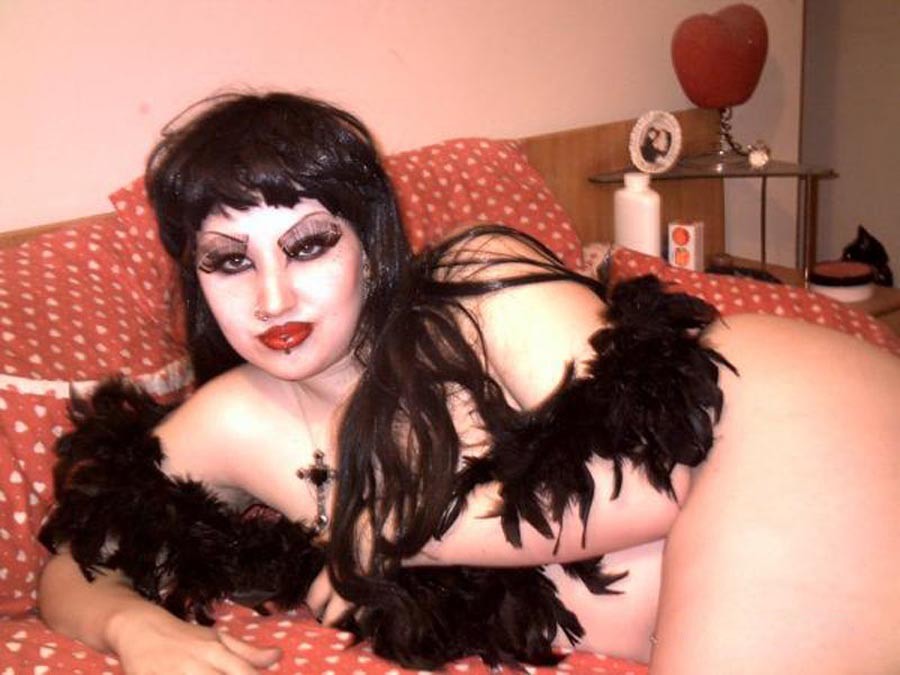 Hot goth in sexy lingerie posing slutty #68224167