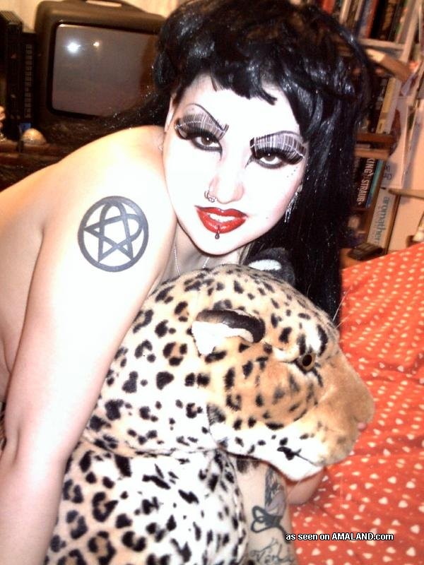 Hot goth in sexy lingerie posing slutty #68224221