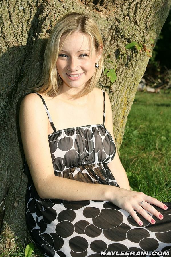 Cute blonde teen Kaylee Rain posing under tree #78611866
