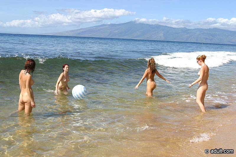 Hermosas lesbianas teniendo un cuarteto en una soleada playa tropical
 #72282334