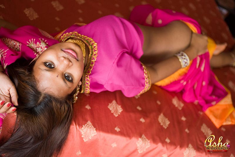 Exotic teen Asha covers her brown India titties with a sari #67776116