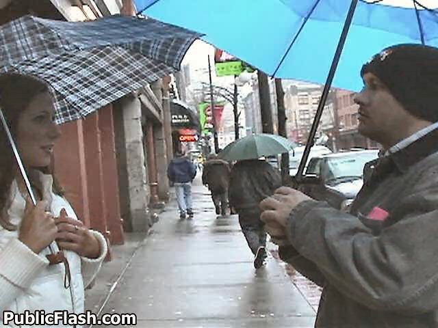 Rainy Day Titty Flasher Pleasing the Guys Downtown #78636312