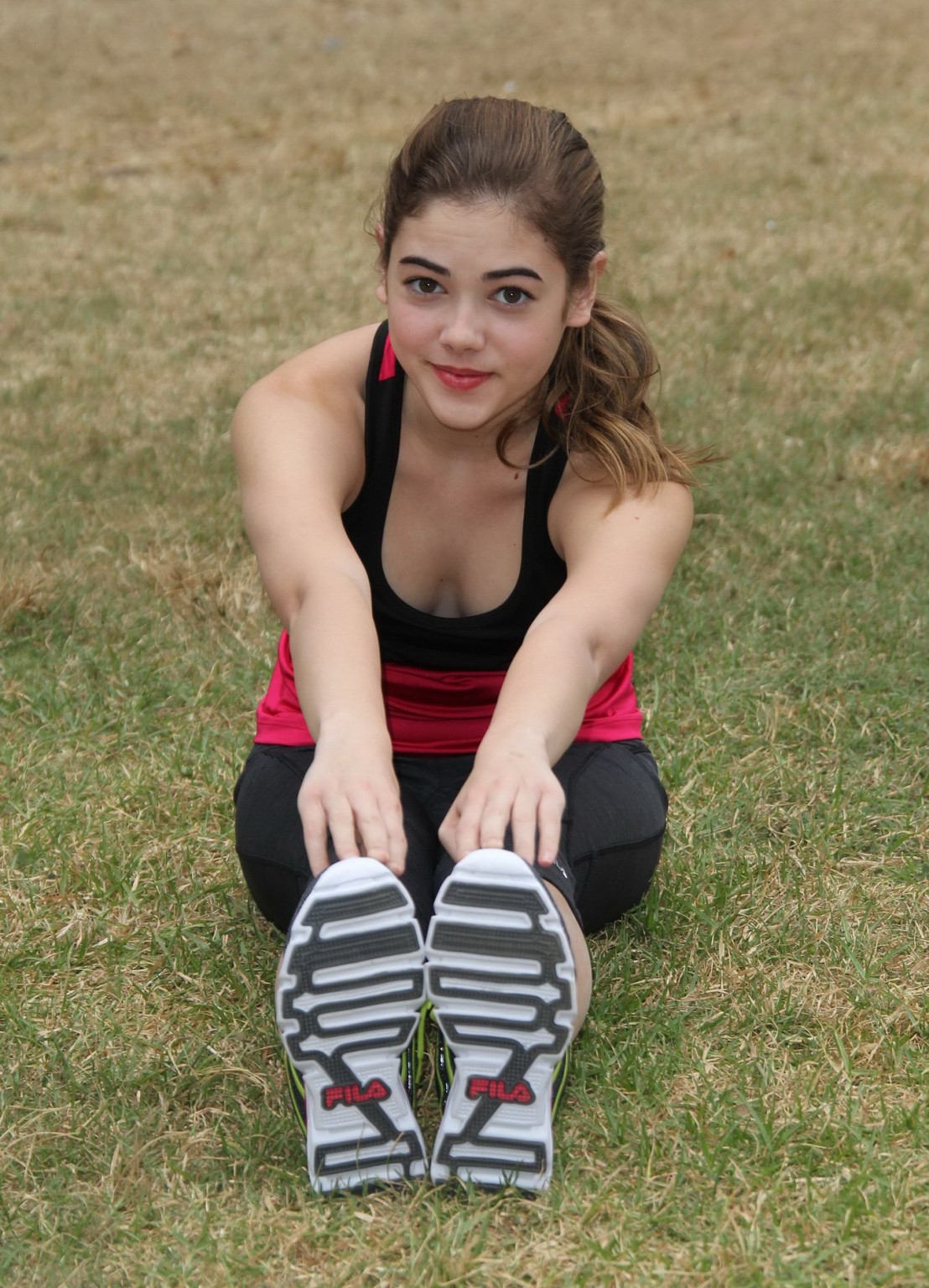McKaley Miller showing big cleavage while workout in LA #75193883