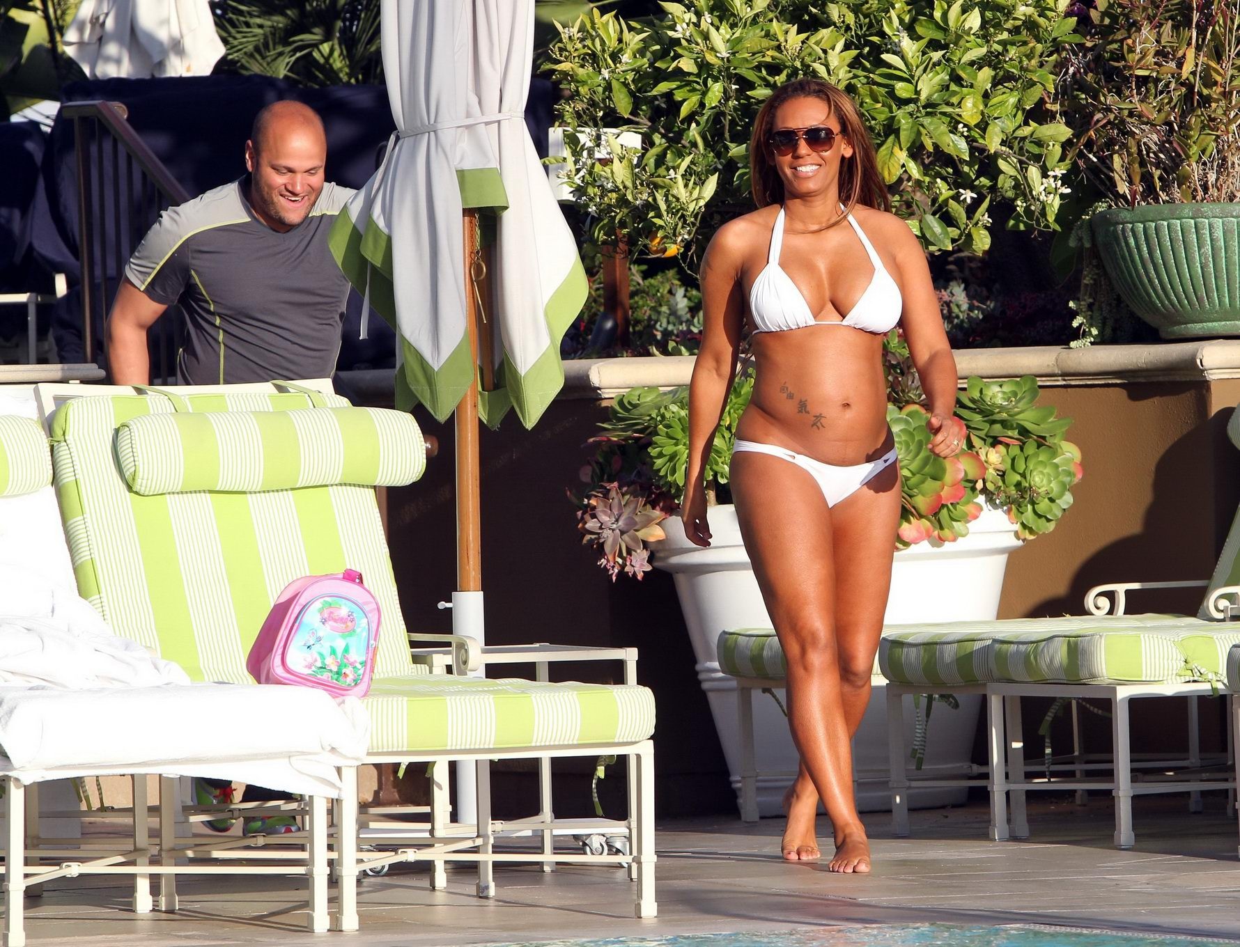 Melanie Brown showing off her big booty wearing bikini poolside in LA #75308625