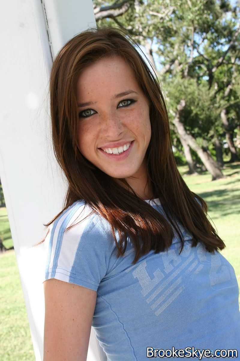 Brooke Skye :: Lovely teen brunette Broooke flashing tits outdoor #74854500