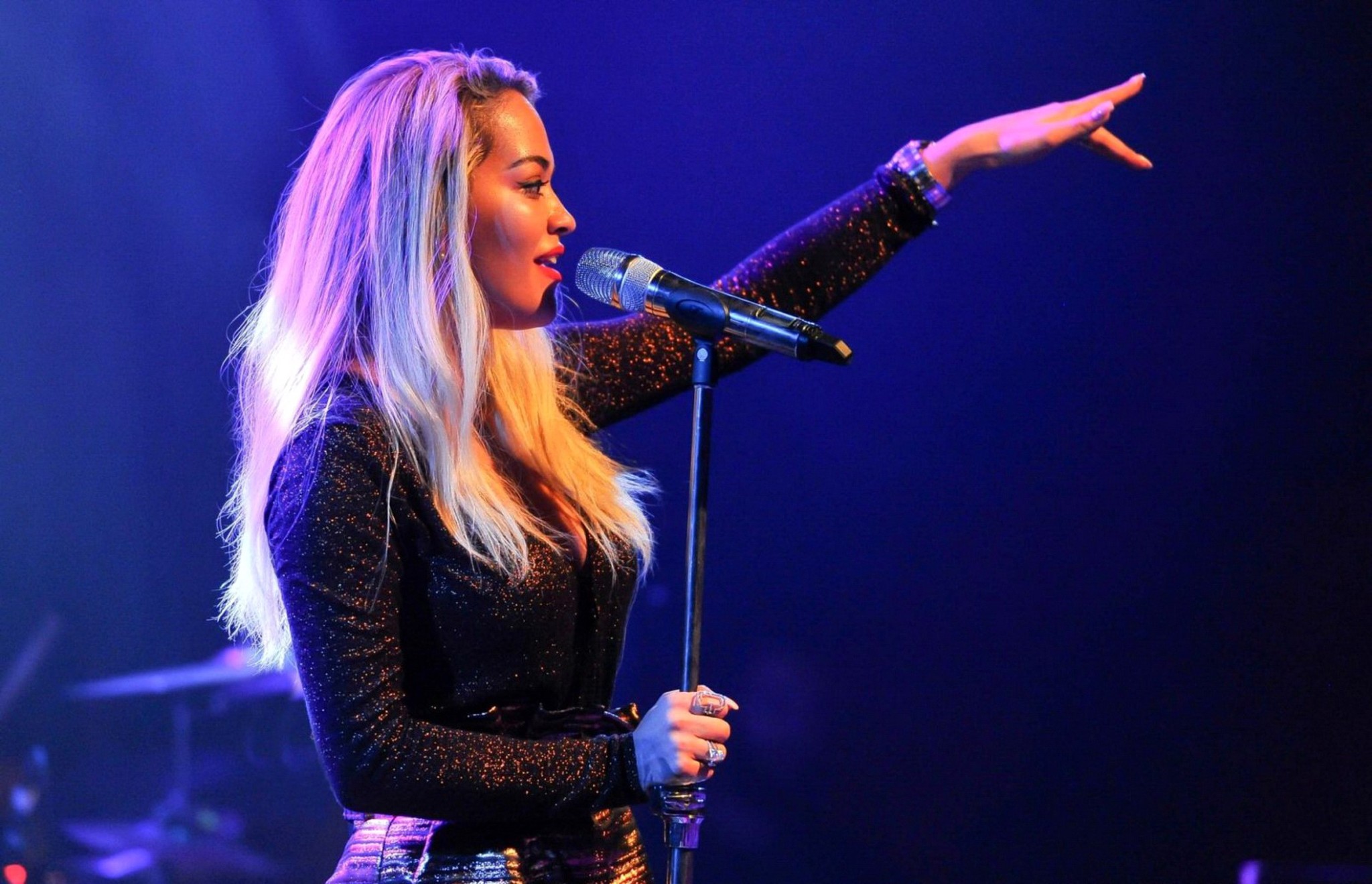 Rita Ora shows huge cleavage while performing #75154217