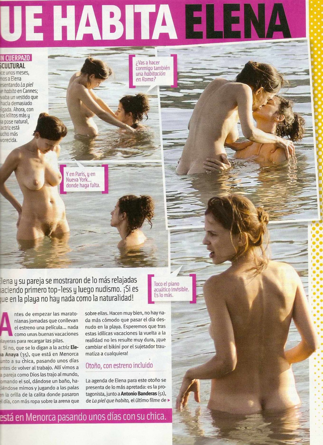 Elena Anaya making out with her busty girlfriend on a nudist beach #75289593