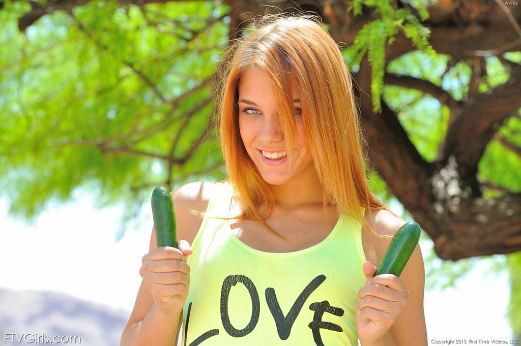 Double hole cucumber love with cute Hungarian teen