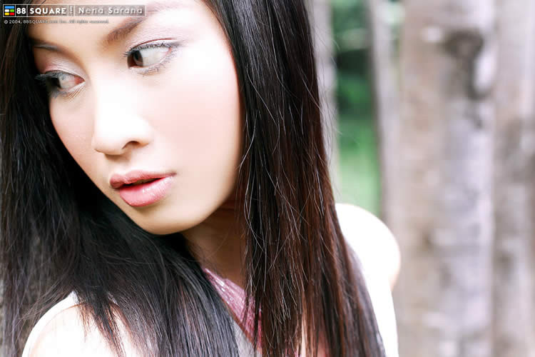 Gorgeous asian babe posing outside #70029079