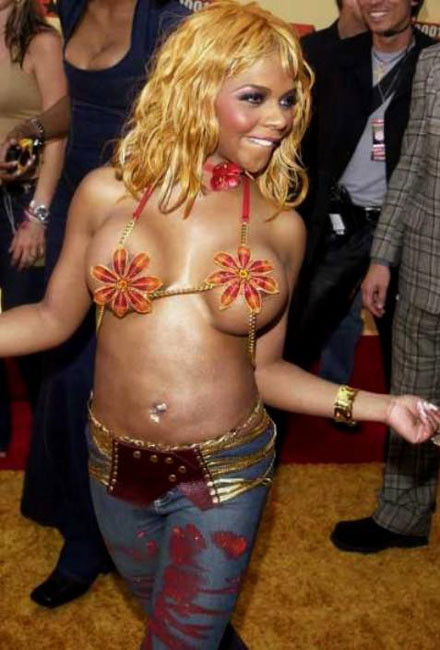 Sexy black singer Lil Kim showing nice breasts #75429523