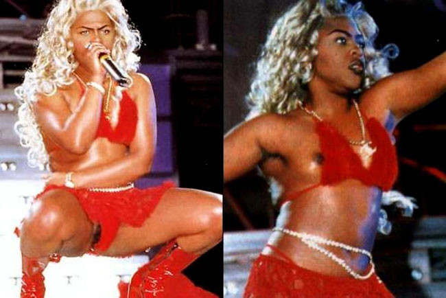 Sexy black singer Lil Kim showing nice breasts #75429546