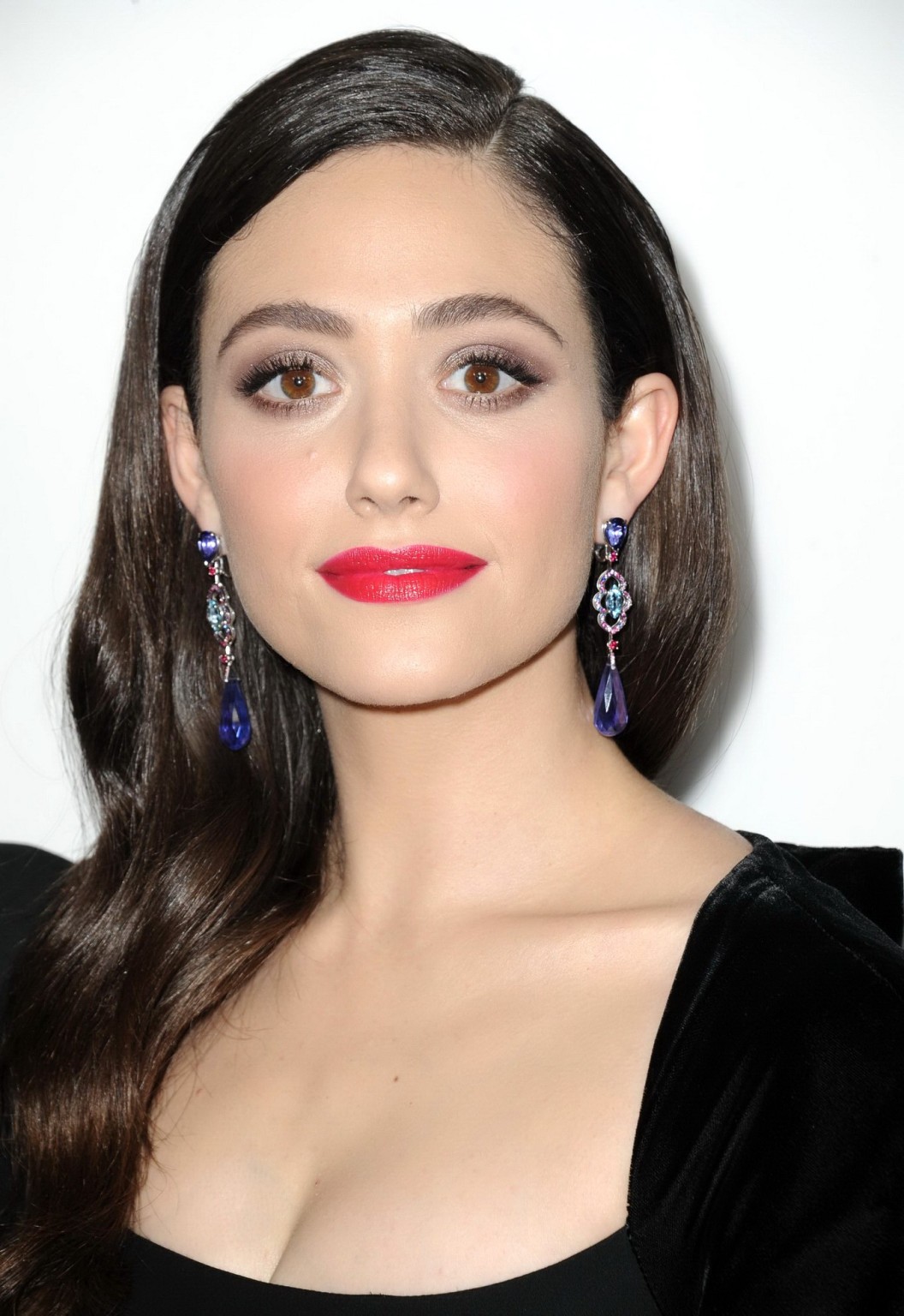 Emmy Rossum busty wearing a low cut black dress at the premiere of eOne Films Yo #75184041