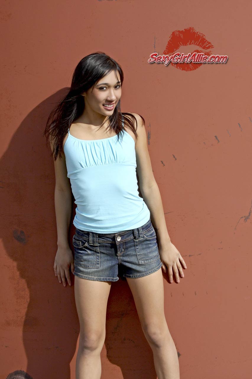 Skinny asian teen girl tease outdoors #69920201