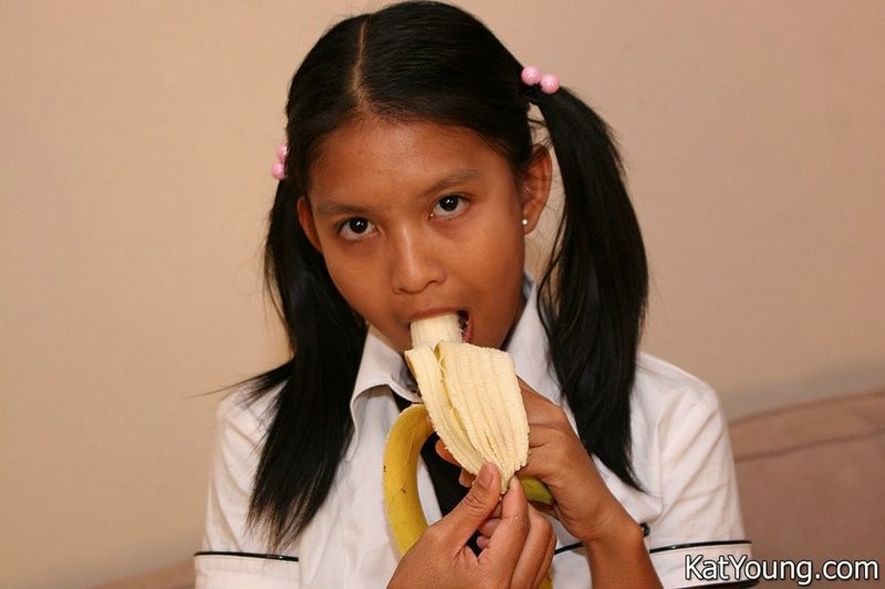 Kat is cute exotic thai schoolgirl sucking banana #70024803