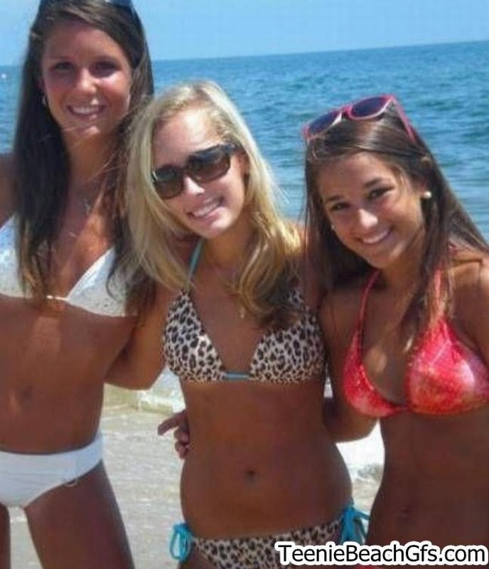 Gorgeous teenies at the beach show off sexy bodies in skimpy bikinis #72241262