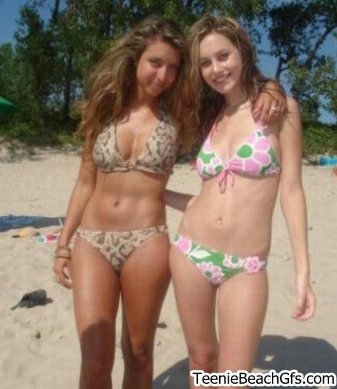 Gorgeous teenies at the beach show off sexy bodies in skimpy bikinis #72241272