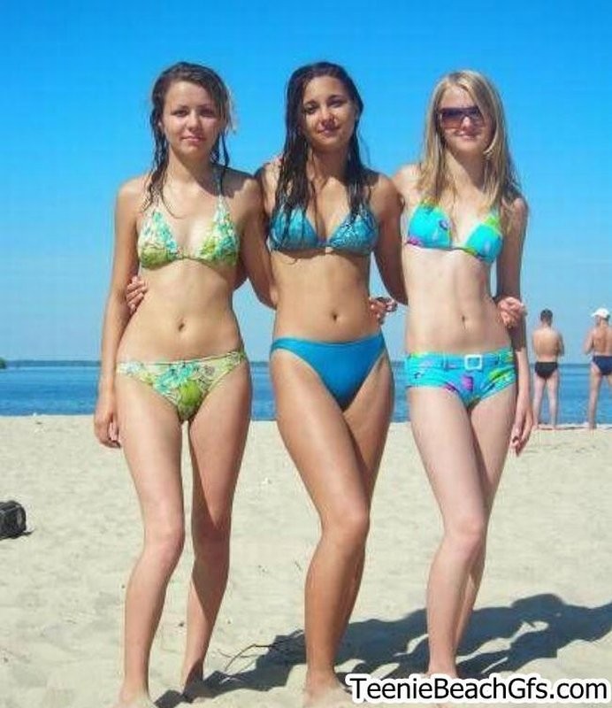 Gorgeous teenies at the beach show off sexy bodies in skimpy bikinis #72241286