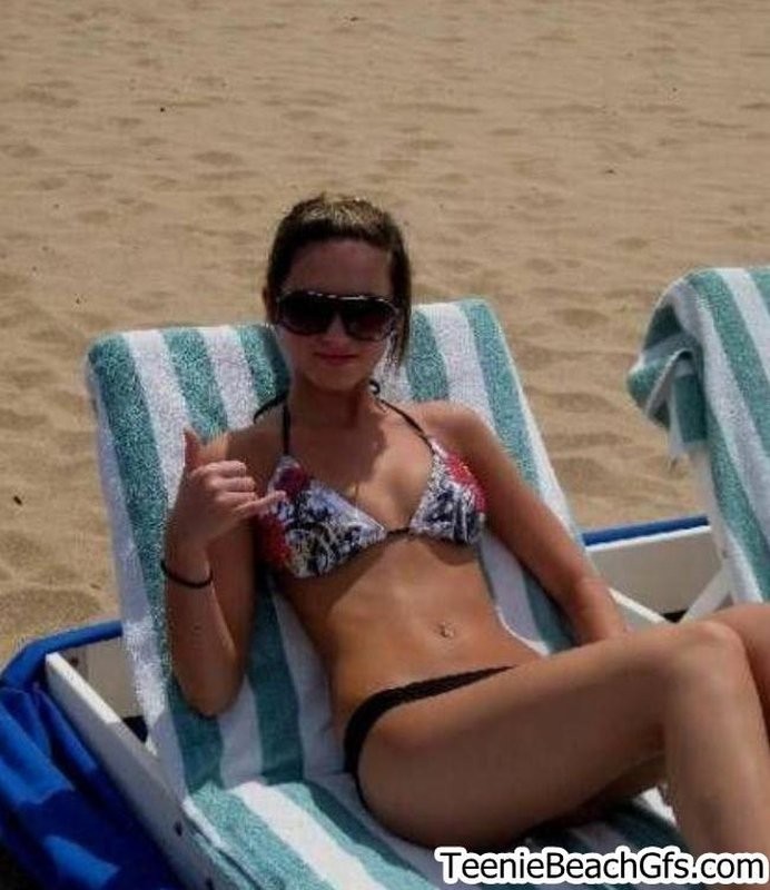 Gorgeous teenies at the beach show off sexy bodies in skimpy bikinis #72241292