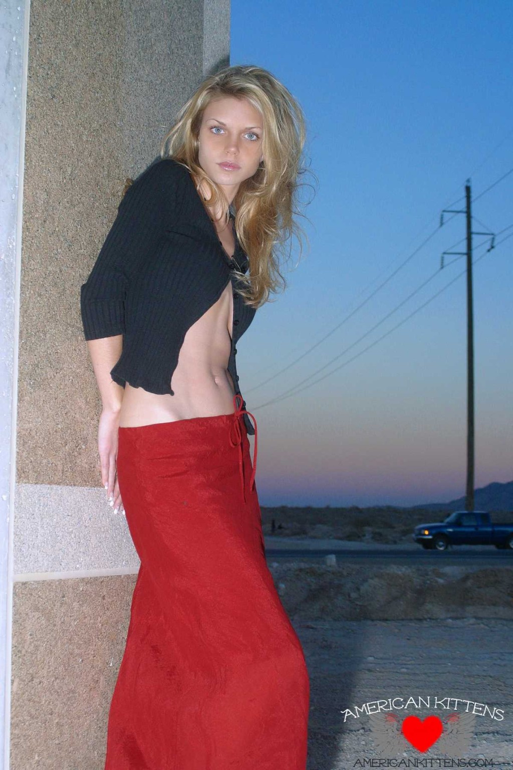 Ashley outside black top red long skirt #77151482