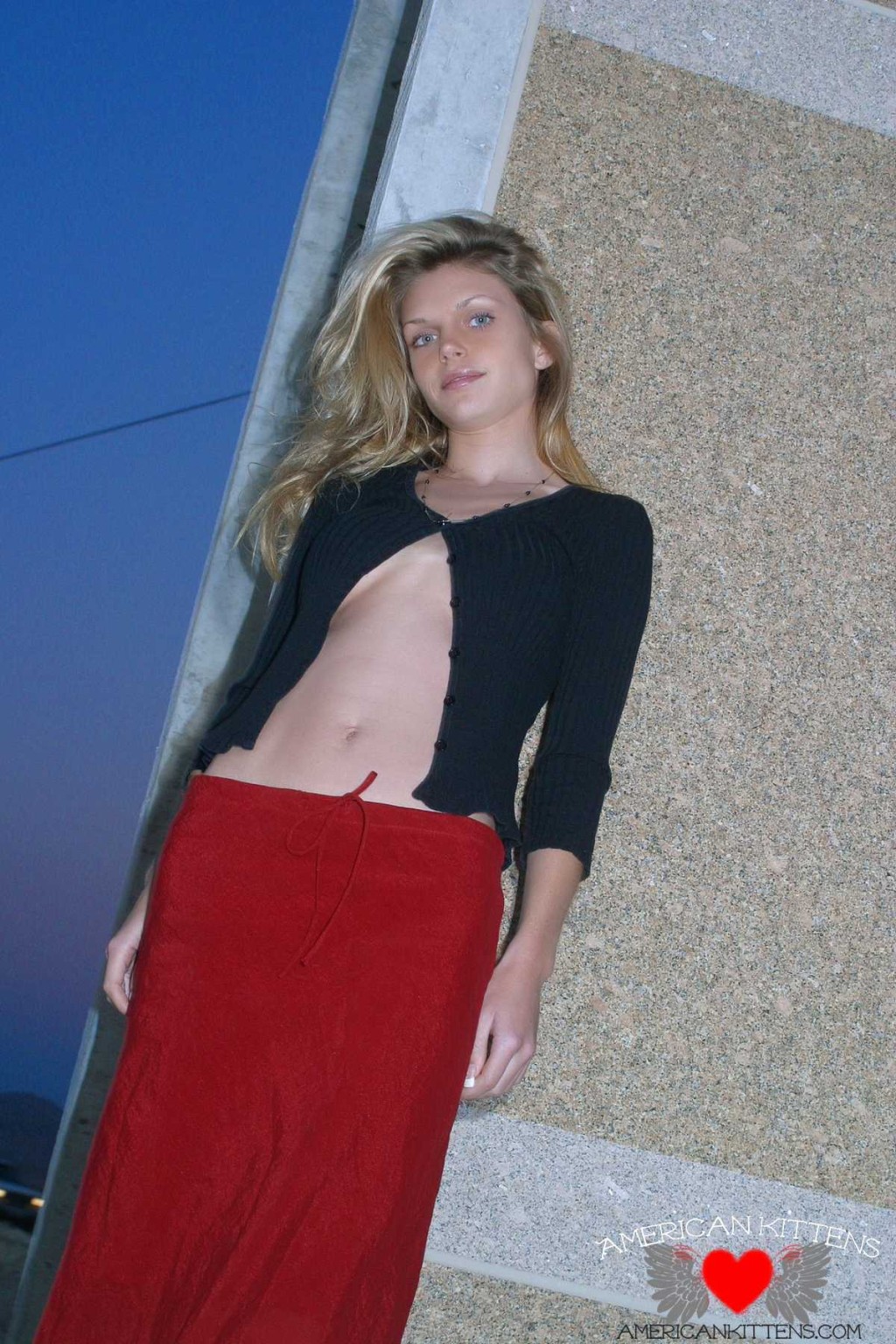 Ashley outside black top red long skirt #77151551
