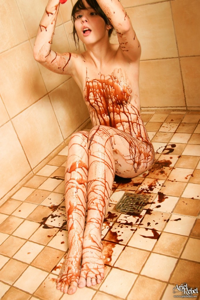 Teen girl gets messy with chocolate #76566324