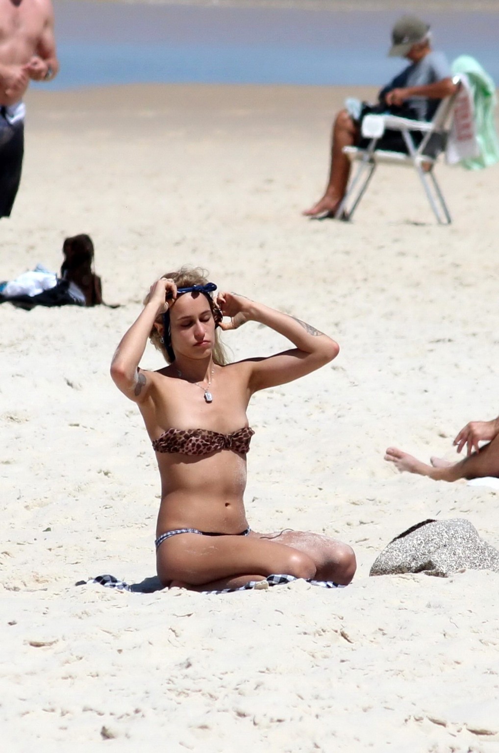 Alice Dellal bikini nip slip on a beach in Rio de Janeiro #75216449