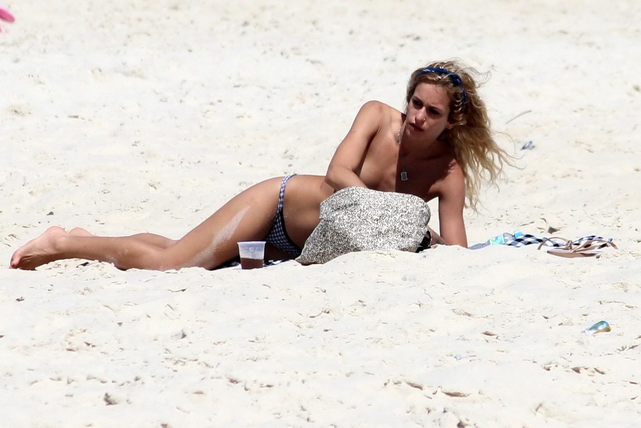 Alice Dellal bikini nip slip on a beach in Rio de Janeiro #75216500