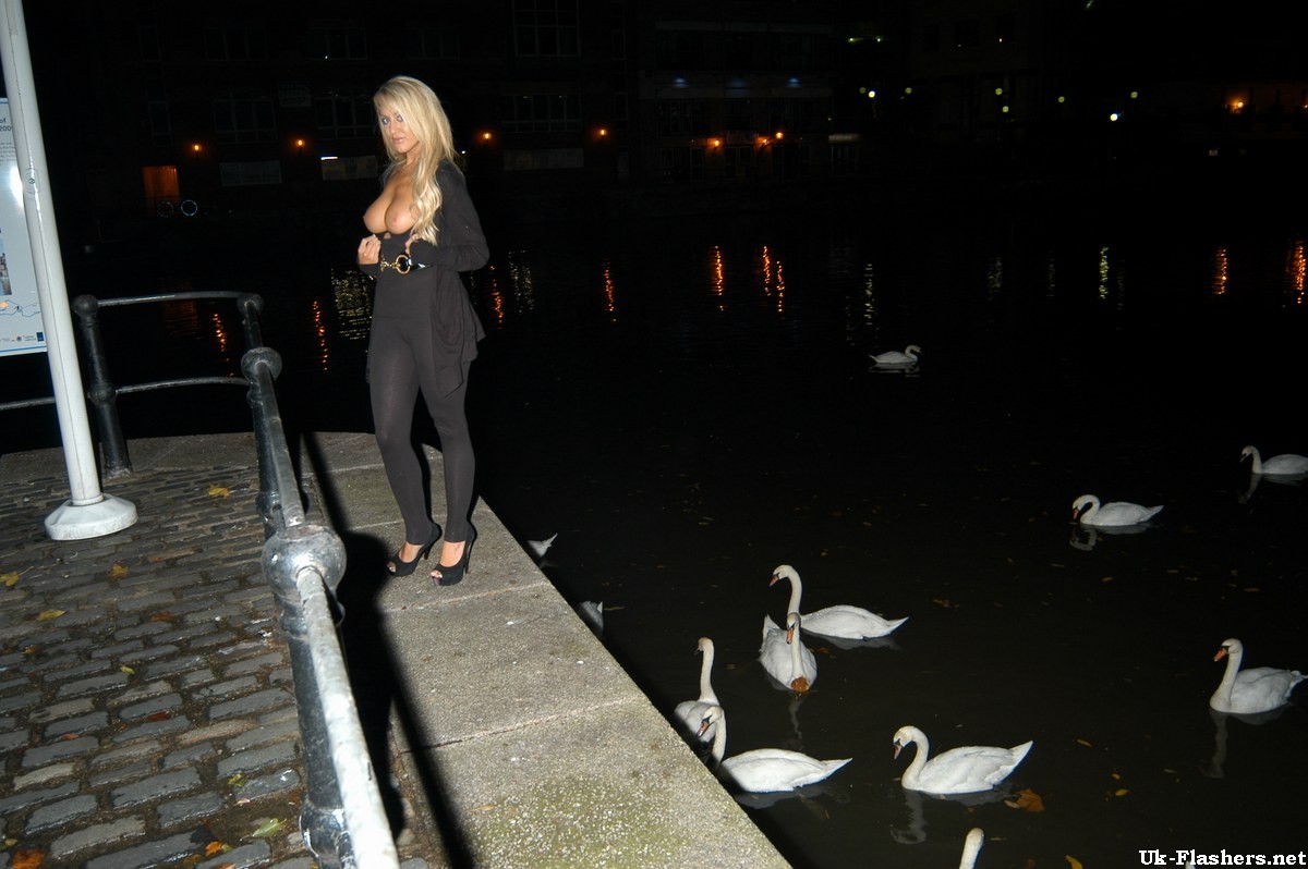 Blonde pornstar flashing big tits in Bristol with Stephanie Knight in public nud #73078884