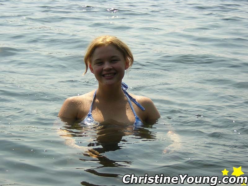 Boob-licking blonde Christine Young on a camping trip #67862668