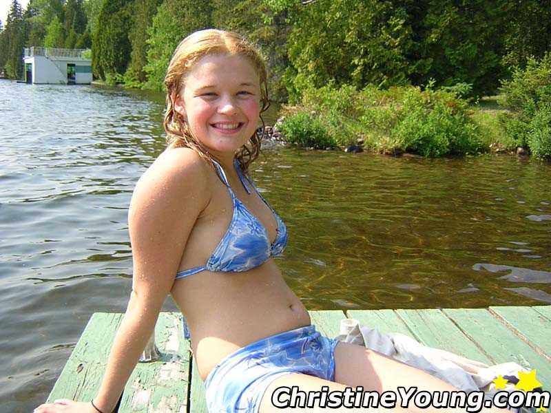 Boob-licking blonde Christine Young on a camping trip #67862670