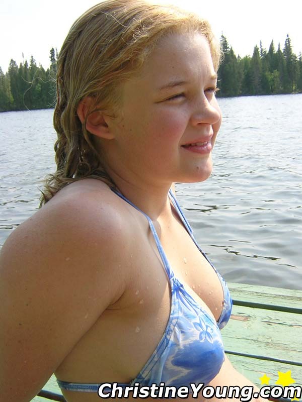 Boob-licking blonde Christine Young on a camping trip #67862672