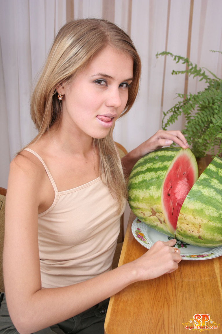 Cheeky Teen with watermelon #78361303