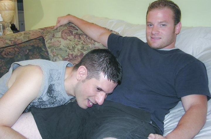 Twink and stout man sucking and rimming and facial cumming fun